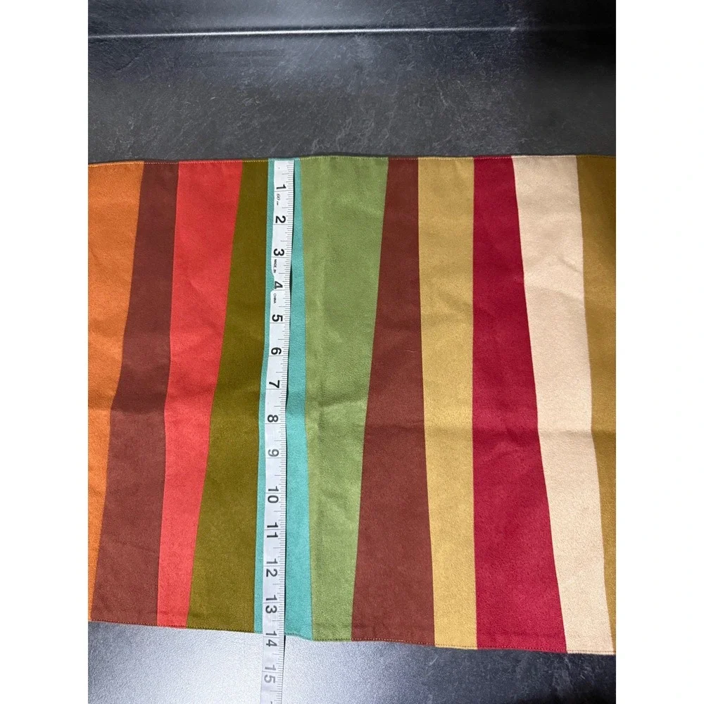 Crate & Barrel Latitude Placemat Multicolor Striped Faux Suede Modern 13